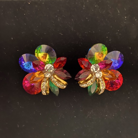 Rhinestone and Crystal Earrings - Picture 1 of 4